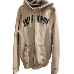Abercrombie & Fitch Tan Hoodie with Blue Logo